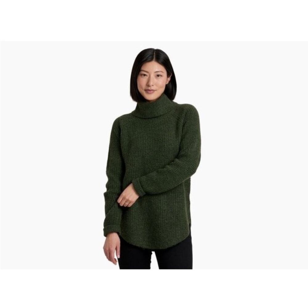 Kuhl Sienna Waffle Knit Cowl Neck Sweater L Gray
